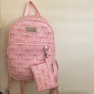 Madden Girl Pink and Red bow Pattern Bag Set